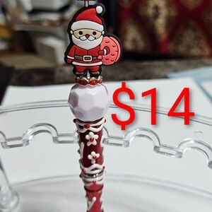 Handmade Santa Claus Red and White Holiday Pen